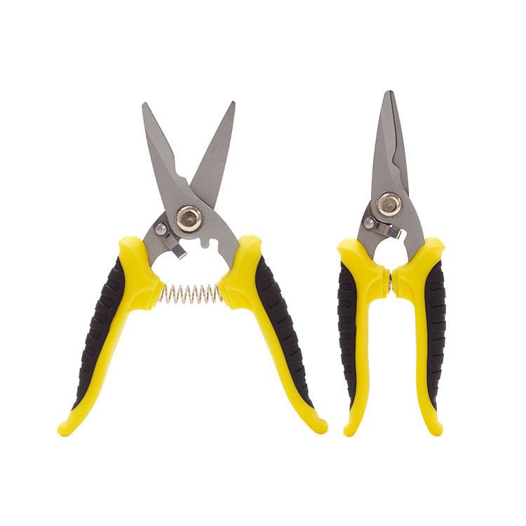 Non-slip handle Stainless steel garden scissors pruning tree branch shears fruit tree pruning black/yellow handle scissors