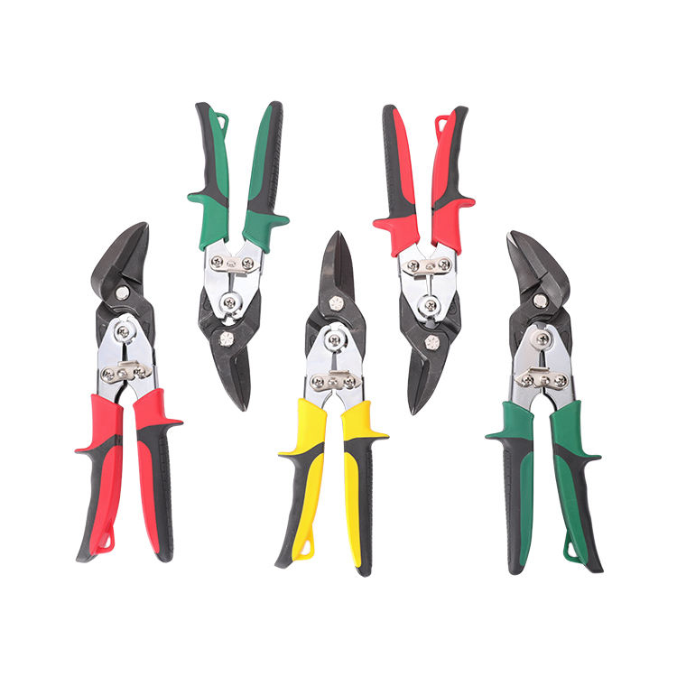 Customized professional chrome vanadium straight / left / right head steel cutting aviation tin scissor snips