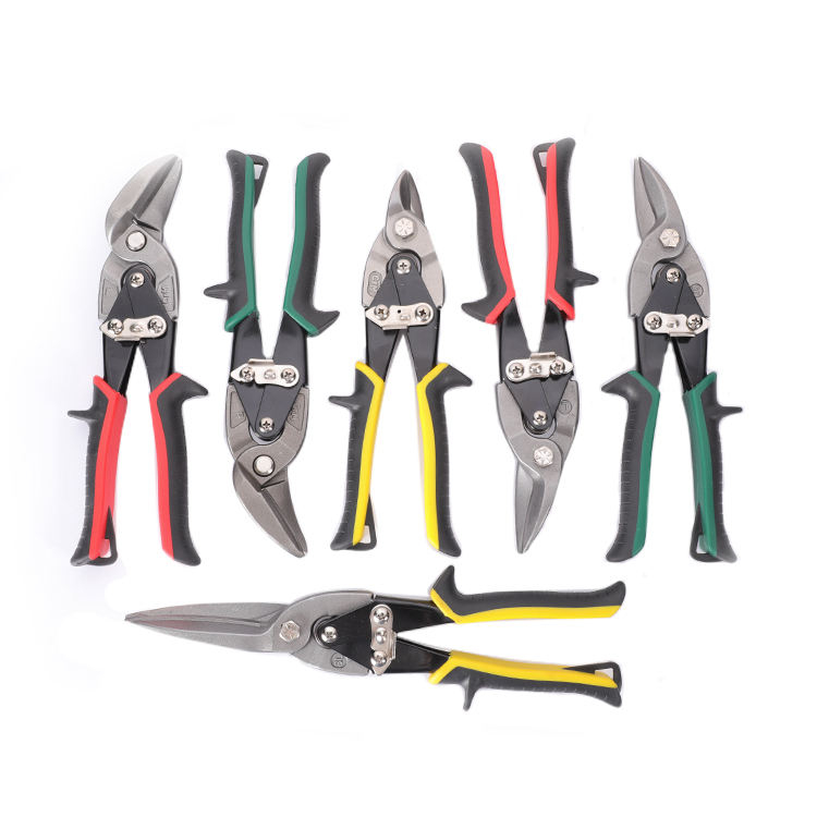 Hand Tools 10 Inch Heavy Duty Chrome Vanadium Steel CRV Left Straight Right Aviation Tin Snips for Cutting Metal Sheet