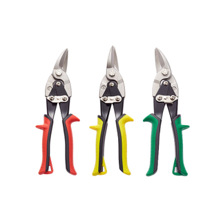 Aviation Snip Set - Left and Right Cut Offset Tin Cutting Shears with Forged Blade & KUSH'N-POWER Comfort Grips