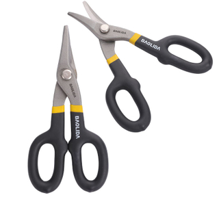 High Efficiency Carbon Steel Tin Snips Multi-purpose 7 Inch American Sharp-nosed Iron Scissors