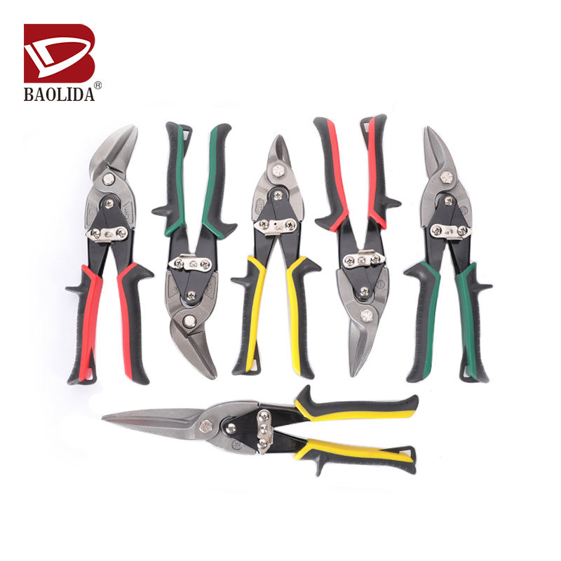 Baolida TOOLS 10" Aviation Tin Iron Scissors, Left Cut, Heavy Duty Metal Knife for Cutting Sheet Metal, Chrome Vanadium Steel